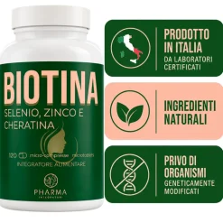 Biotina 450 mcg 900% RDA - Integratore per capelli e unghie con Cheratina, Zinco e Selenio