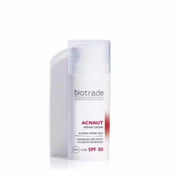 Biotrade Acnaut Crema Riparatrice SPF 30 per cicatrici, arrossamenti e macchie causate dall'acne