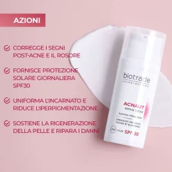 Biotrade Acnaut Crema Riparatrice SPF 30 per cicatrici, arrossamenti e macchie causate dall'acne