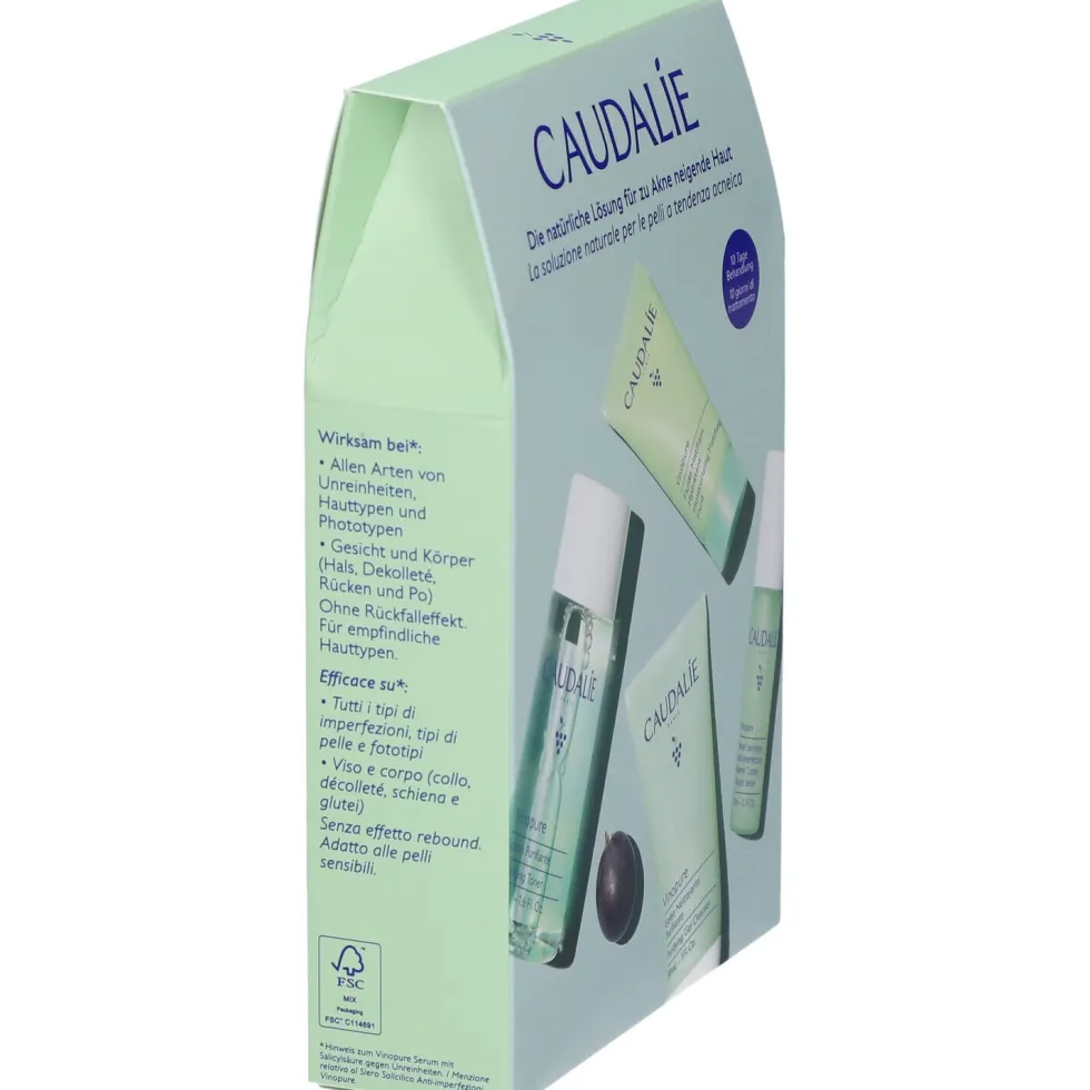 Caudalie Vinopure Starter Kit Gel Detergente + Lozione Purificante + Siero Salicilico + Fluido Idratante
