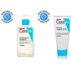 CeraVe SA Detergente Levigante per pelle molto secca, ruvida e screpolata 236 ml + SA Crema levigante 10% Urea e Acido Salicilico per Pelle Molto Secca, Ruvida e Screpolata, 177 ml