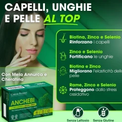 CISBANI PHARMA Anchebi - Integratore Alimentare per Capelli, Pelle ed Unghie con Biotina e Cheratina