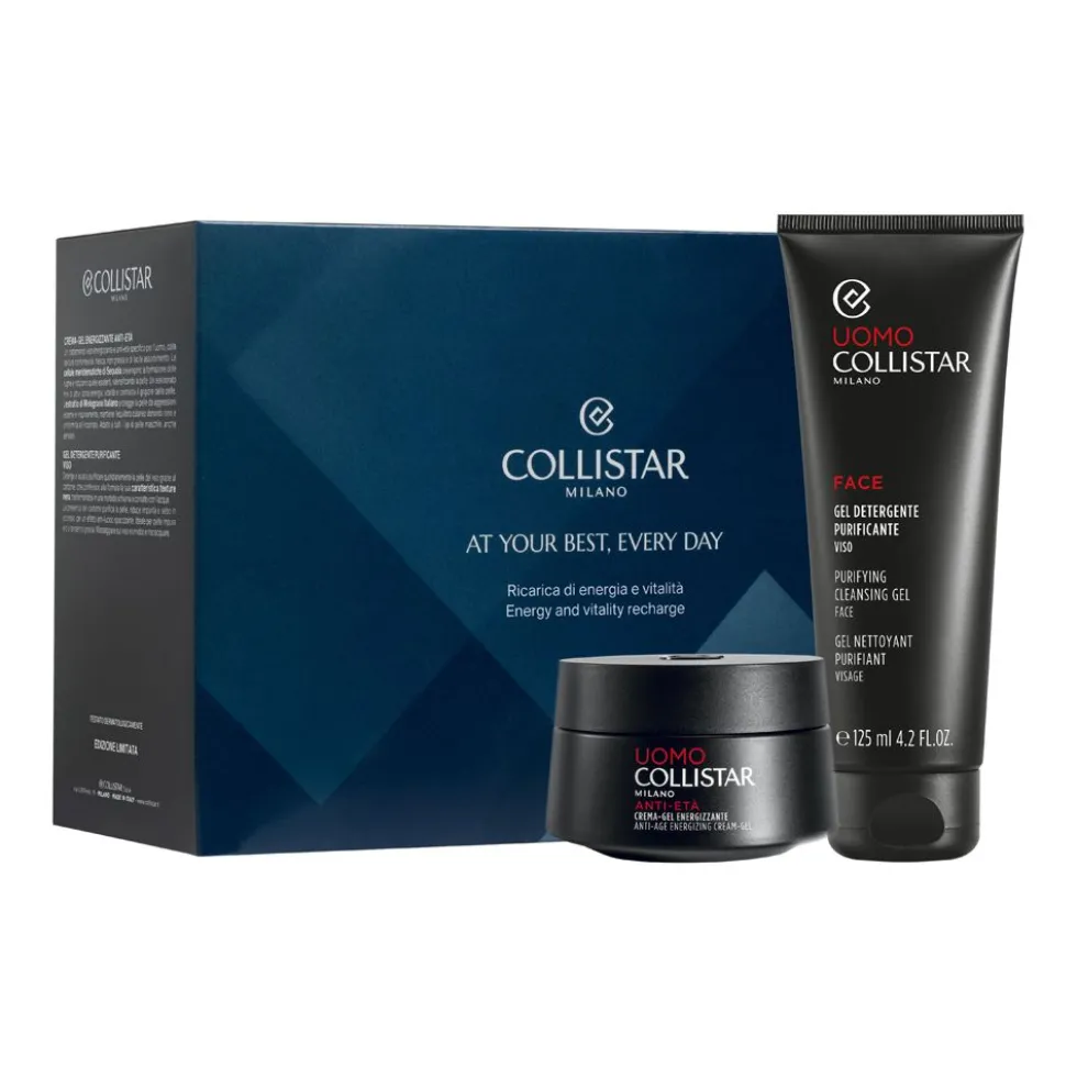 Collistar Cofanetto Crema-Gel Energizzante Anti-Età 50ml + Gel Detergente Purificante Viso 125ml + Pochette