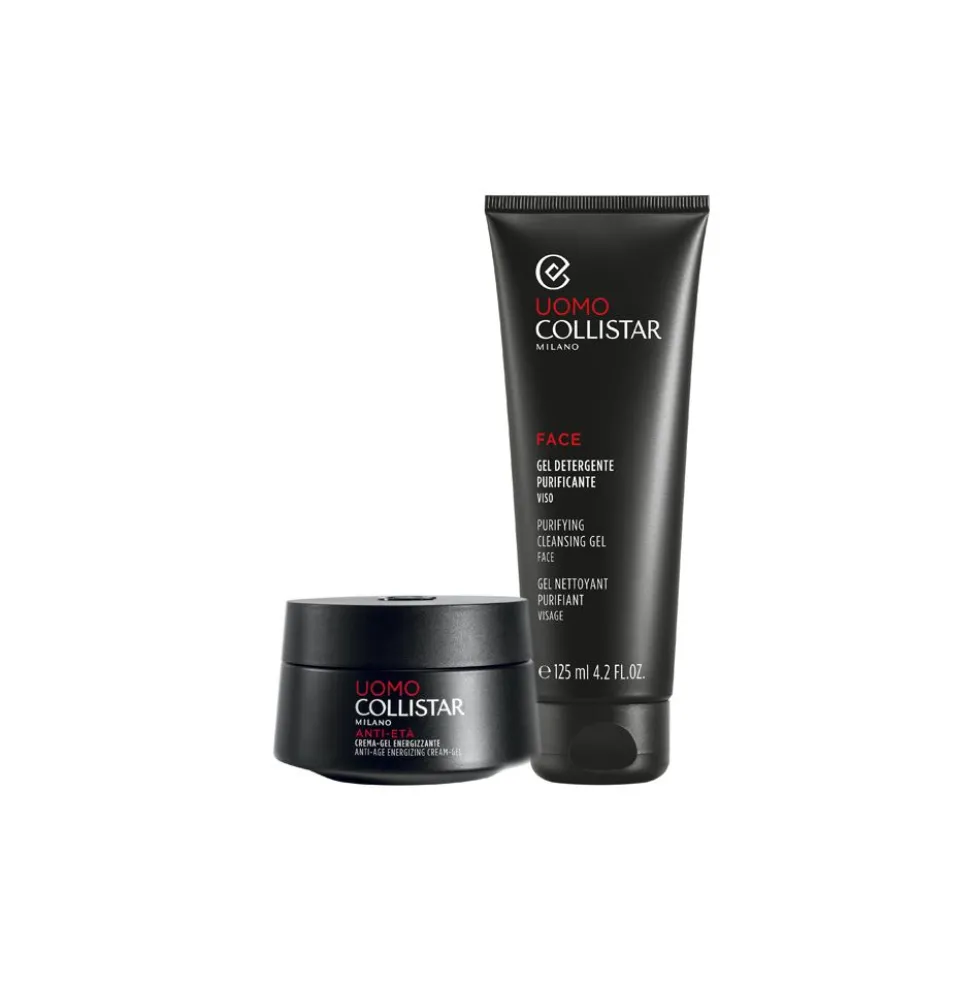Collistar Cofanetto Crema-Gel Energizzante Anti-Età 50ml + Gel Detergente Purificante Viso 125ml + Pochette