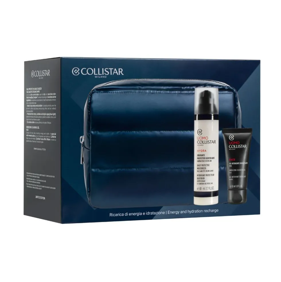 Collistar Cofanetto Idratante Protettivo Quotidiano 80ml + Gel Detergente Energizzante Viso 30ml + Pochette