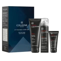 Collistar Cofanetto Must Have Viaggio Uomo Gel Doccia Tonificante 100ml +Schiuma da Barba 75ml + Gel Detergente Energizzante Viso 30ml