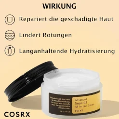 COSRX Advanced Snail 92 Crema Tutto In Uno Acido Ialuronico Antirughe Bava di Lumaca