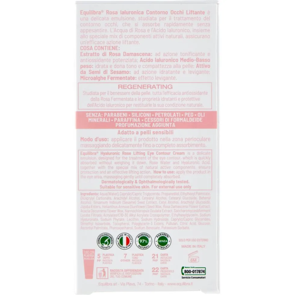 Equilibra® Rosa Ialuronica Contorno Occhi Liftante - Risparmia il 10% con il codice: equilibra1026