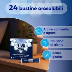 Mag Notte con Melatonina, Magnesio, Griffonia per Dormire Bene, Favorire il Rilassamento e Qualità del Sonno, 24 bst
