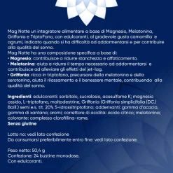 Mag Notte con Melatonina, Magnesio, Griffonia per Dormire Bene, Favorire il Rilassamento e Qualità del Sonno, 24 bst