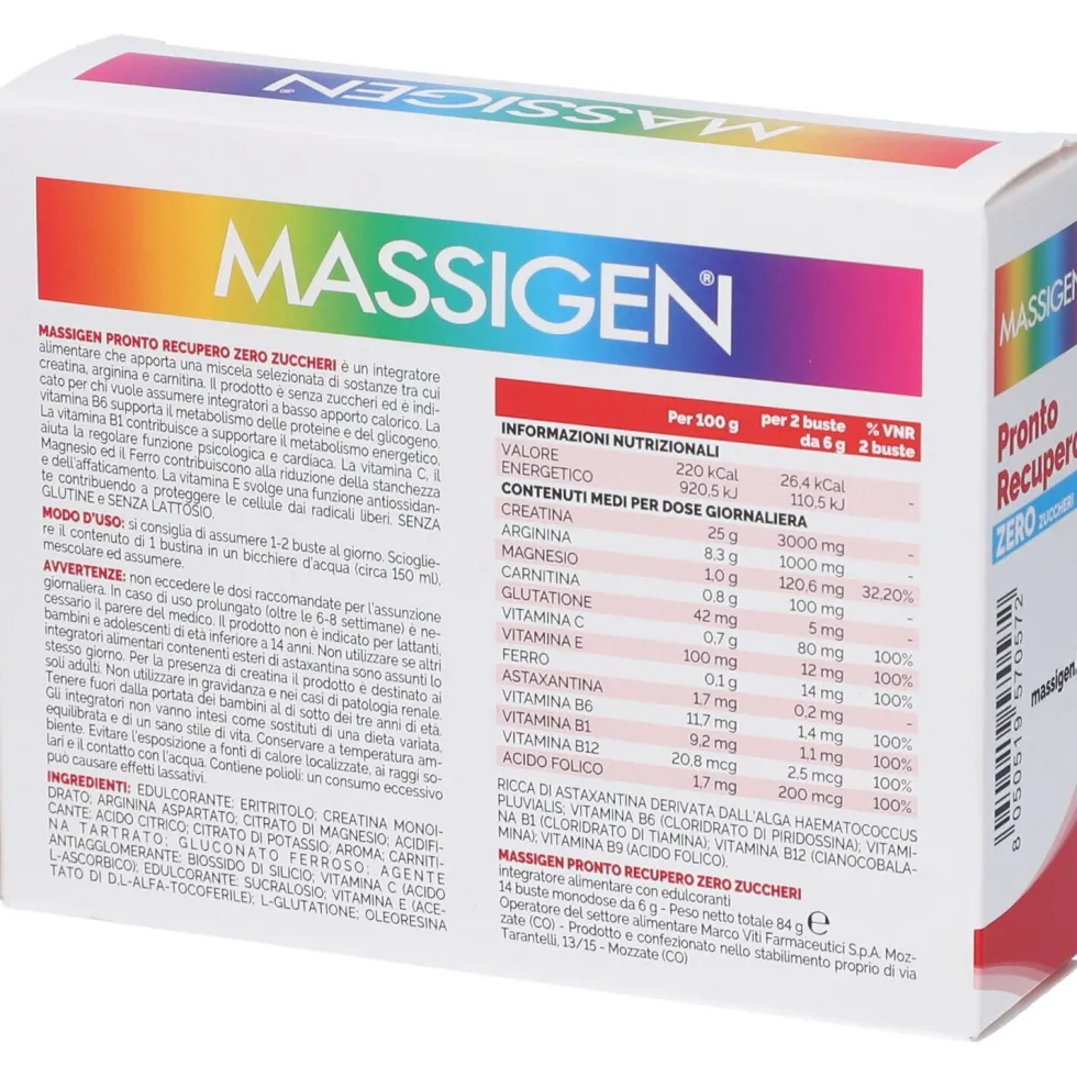 MASSIGEN® Pronto Recupero Zero Zuccheri Bustine