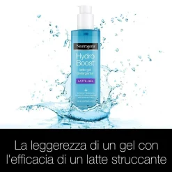 Neutrogena Hydro Boost Latte Gel Detergente Viso 200 ml, Detergente schiumogeno ad azione struccante