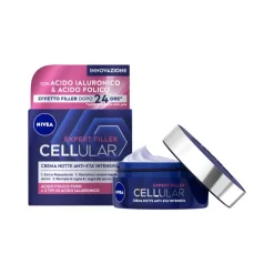 Nivea Cellular Expert Filler Crema Notte Anti-Età Intensiva SPF15 50 ml, Crema viso antirughe notte + MICELLAIR ACQUA MICELLARE 5in1 PELLI SENSIBILI mini 100 ml GRATIS