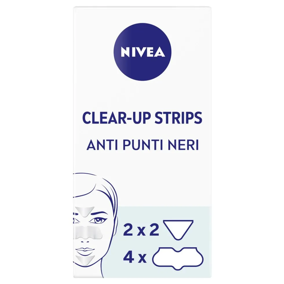 Nivea Clear-Up Strips Zona T 6 cerotti, Cerotti punti neri anti-imperfezioni per la pulizia viso
