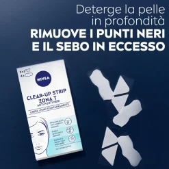 Nivea Clear-Up Strips Zona T 6 cerotti, Cerotti punti neri anti-imperfezioni per la pulizia viso