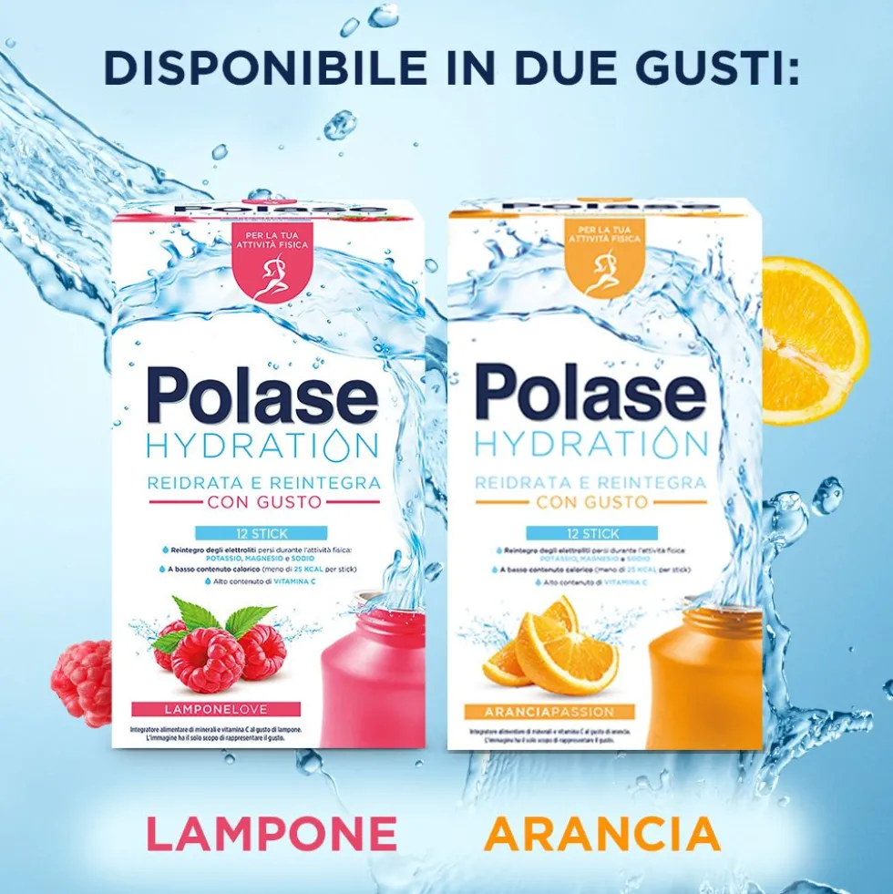 Polase Hydration Magnesio e Potassio Vitamina C Lampone, 12 bustine