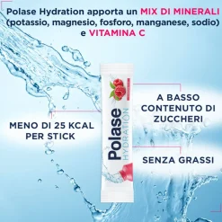 Polase Hydration Magnesio e Potassio Vitamina C Lampone, 12 bustine