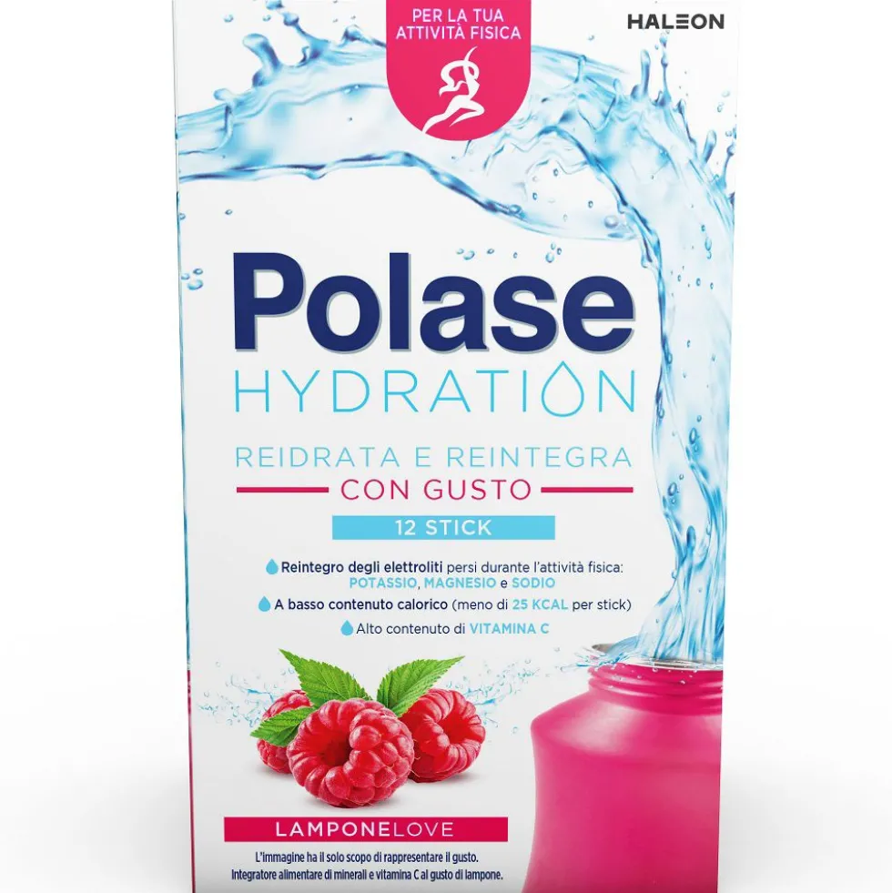 Polase Hydration Magnesio e Potassio Vitamina C Lampone, 12 bustine