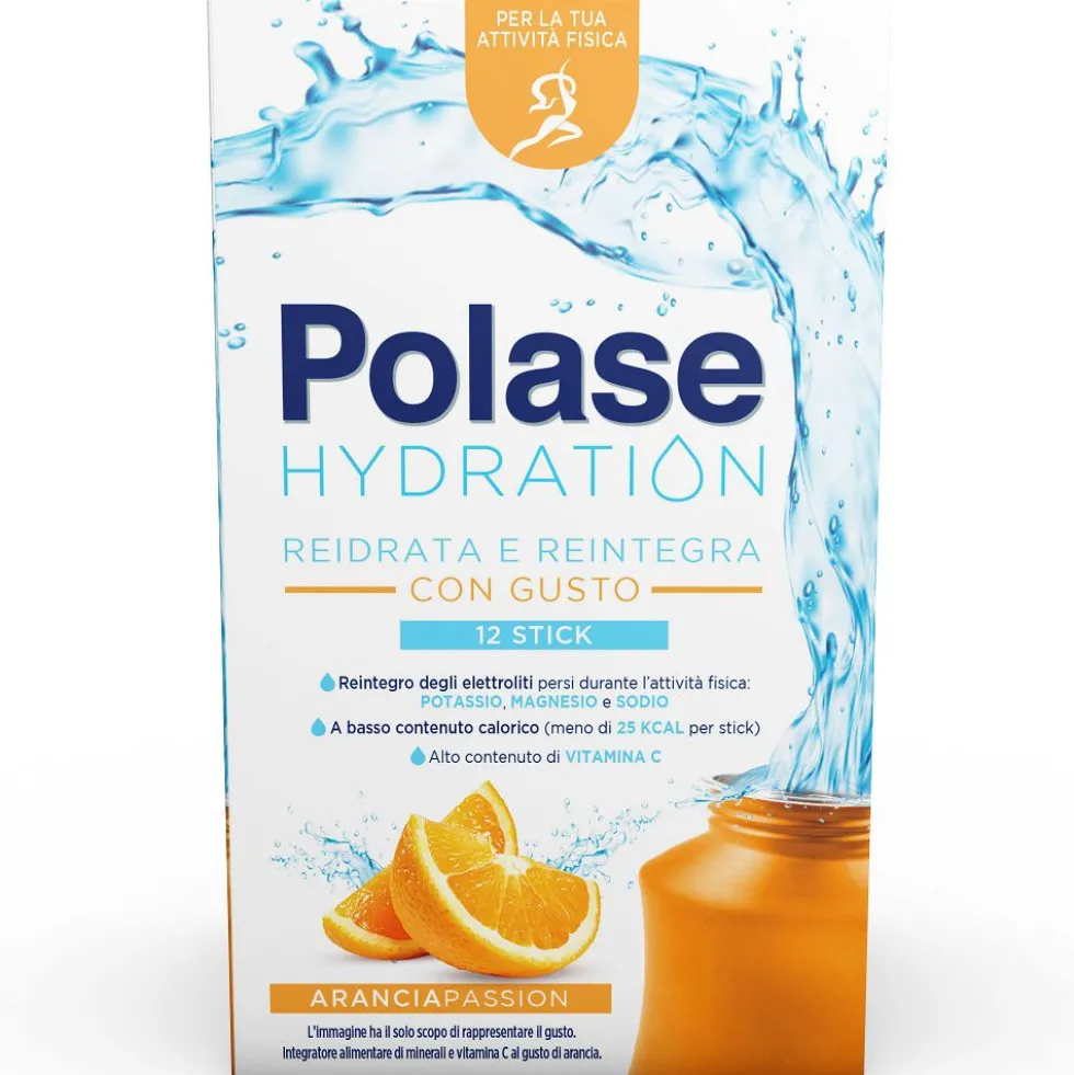 Polase Hydration Magnesio e Potassio Vitamina C Arancia, 12 bustine
