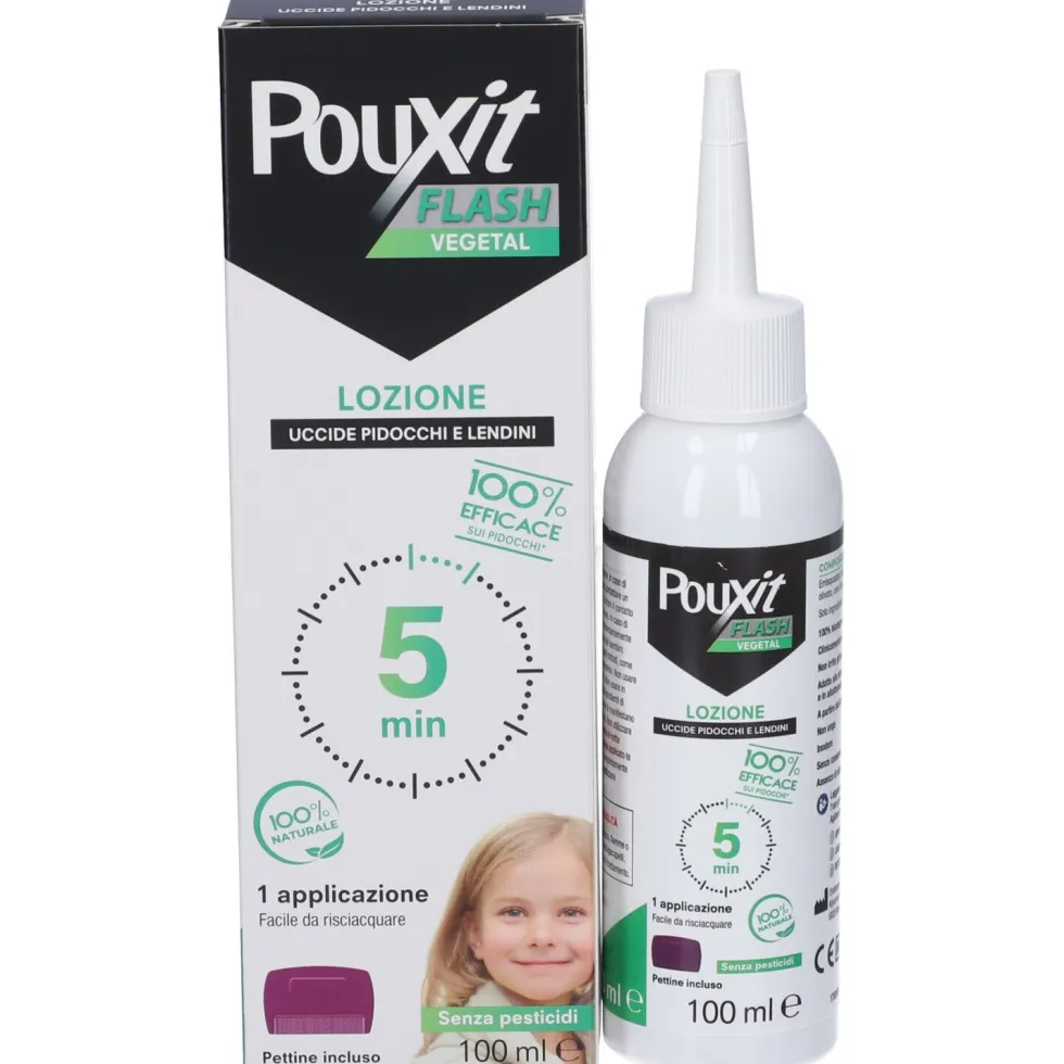 Pouxit Flash Vegetal Lozione Pidocchi E Lendini 100 Ml Con Pettine