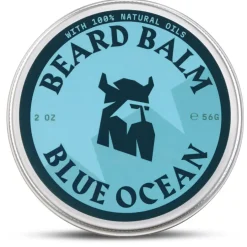 Striking Viking Balsamo barba – Oceano Blu, tenuta leggera, karité, cera di api e olio di jojoba