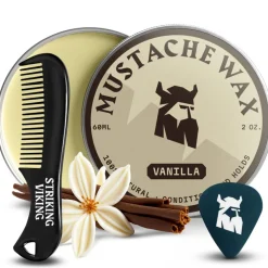 Striking Viking Cera per baffi con pettine – vaniglia, tenuta media, cera di api e burro di cacao