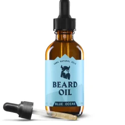 Striking Viking Olio per barba – Blue Ocean, con olio di jojoba e argan, cura quotidiana della barba
