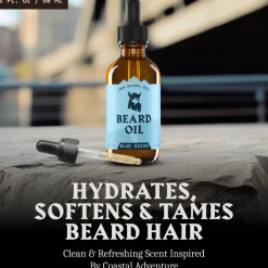 Striking Viking Olio per barba – Blue Ocean, con olio di jojoba e argan, cura quotidiana della barba