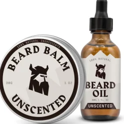 Striking Viking Set Barba – Olio e Balsamo, Senza Profumo, con Olio di Jojoba e Burro di Karité