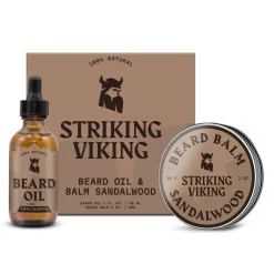 Striking Viking Set barba – Olio e balsamo, sandalo, con olio di jojoba e burro di karité