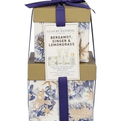 The Luxury Bathing Company Bergamotto, Zenzero & Lemongrass Gel Doccia + Crema Corpo + Crema Mani + Perle da Bagno e Spugna Omaggio