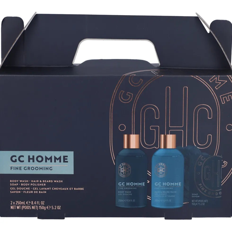 The Luxury Bathing Company GC Homme Fine Grooming Set Gel Doccia + Shampoo Barba e Capelli + Sapone Solido + Spugna Omaggio