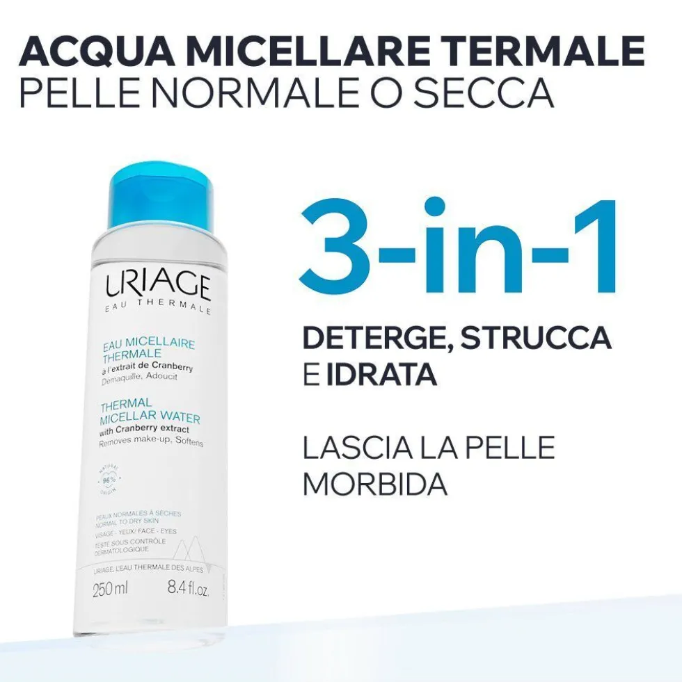 URIAGE Acqua micellare termale pelle normale o secca, viso, deterge, strucca, ammorbidisce