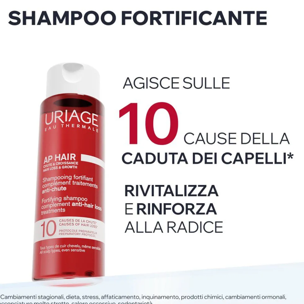 URIAGE AP HAIR Shampoo volumizzante capelli fini, uomo, donna, uso frequente
