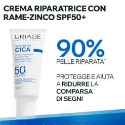 Uriage Bariéderm Cica+ Crema riparatrice con Rame- Zinco SPF50+ - pelle danneggiata, viso, corpo