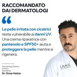 Uriage Bariéderm Cica+ Crema riparatrice con Rame- Zinco SPF50+ - pelle danneggiata, viso, corpo