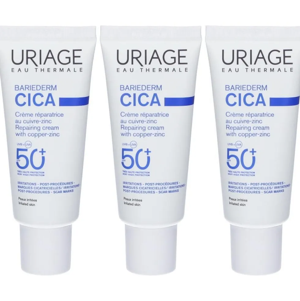 URIAGE BARIEDERM-CICA Crema riparatrice SPF50+, pelle danneggiata al sole, viso e corpo