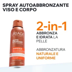URIAGE BARIESUN autoabbronzante spray idratante illuminante, pelle sensibile, viso, corpo