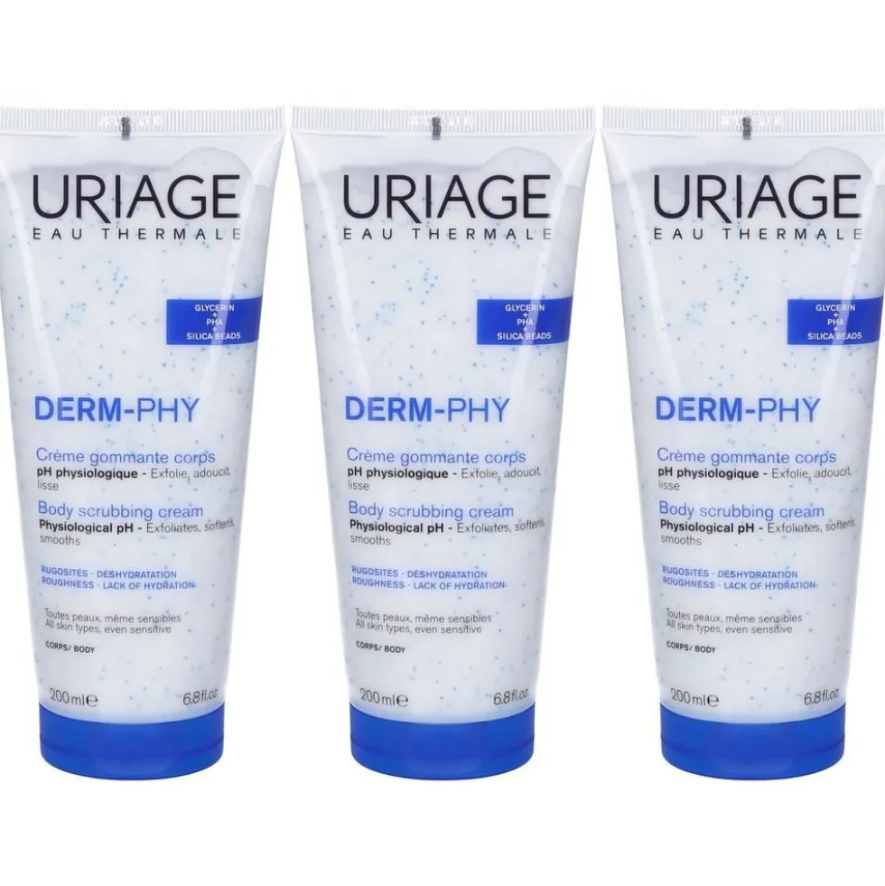 URIAGE DERM-PHY Crema esfoliante corpo, tutti i tipi di pelle anche sensibili, pH fisiologico