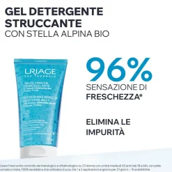 URIAGE Gel detergente struccante fresco viso, pelle sensibile normale o secca