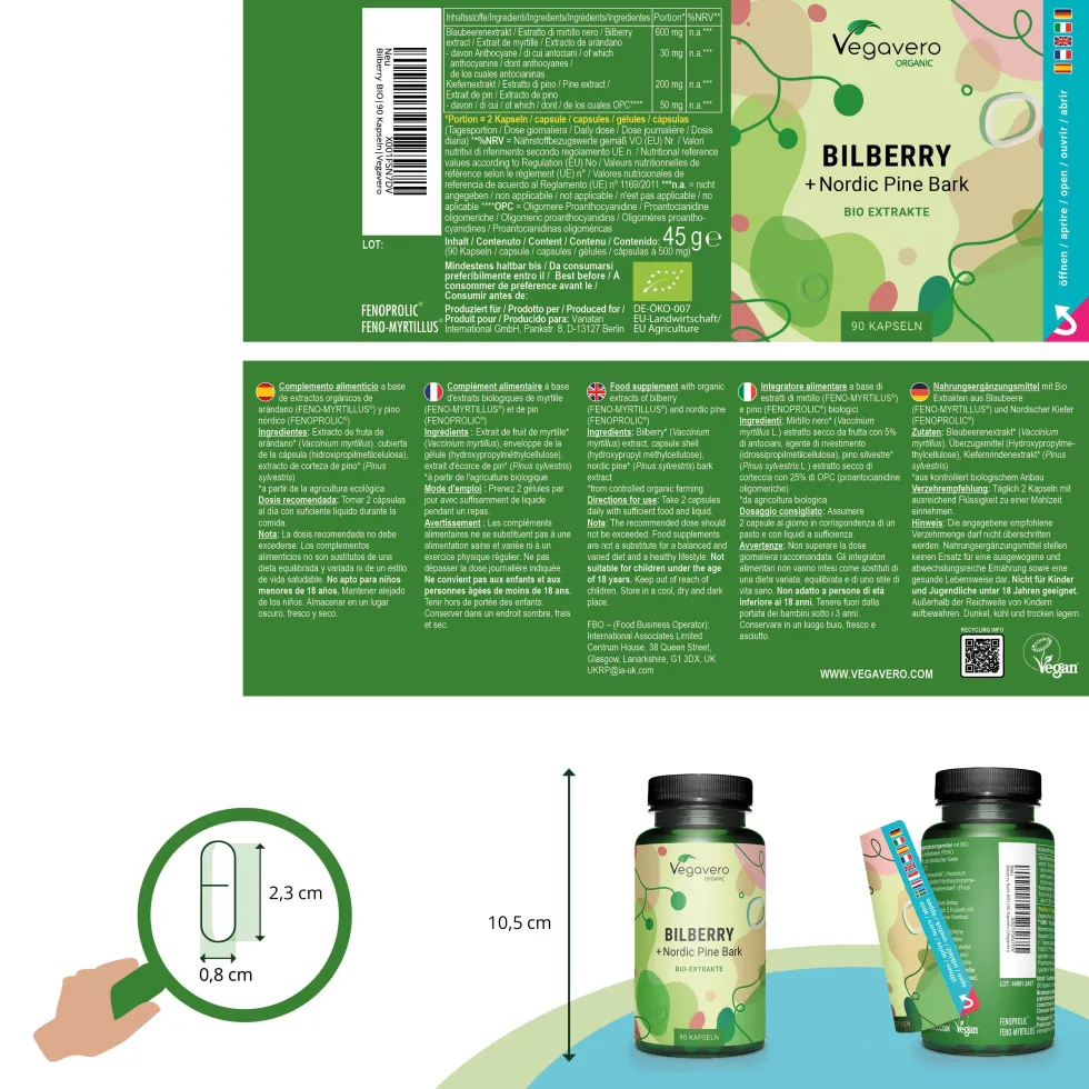 VEGAVERO Mirtillo Nero + Corteccia di Pino BIO,