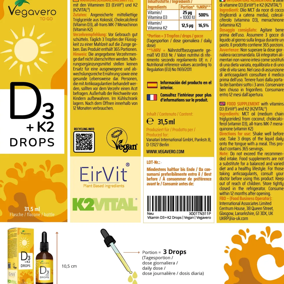 VEGAVERO Vitamina D3 + K2