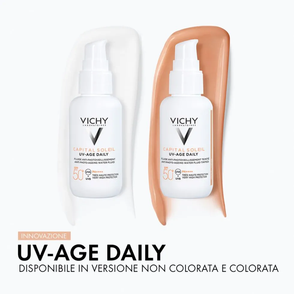 Vichy Capital Soleil UV-Age Daily Fluido Anti-Fotoinvecchiamento per il viso SPF50+ 40 ml + LRP MINI PURE VIT C12 SERUM 10ML GRATIS