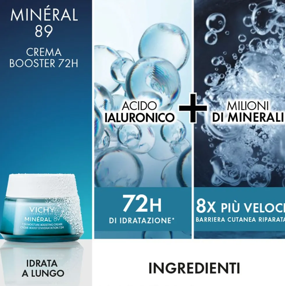 Vichy Cofanetto Regalo Boost Idratazione con Minéral 89 Booster Siero 50ml + Minéral 89 Crema 15ml