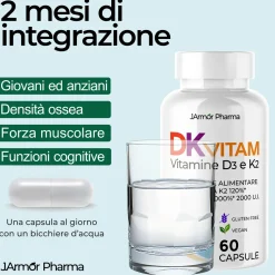 Vitamina D3 2000 UI + K2 MK7 60 Capsule | Ossa Immunità Alta Biodisponibilità