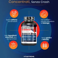 Vitastrong Brainstrong - 30 Capsule, Focus ed Energia Senza Caffeina
