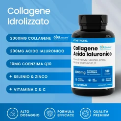 Vitastrong Collagene, Acido Ialuronico e Vitamina C, COLLinstant® - Pelle, Articolazioni e Capelli