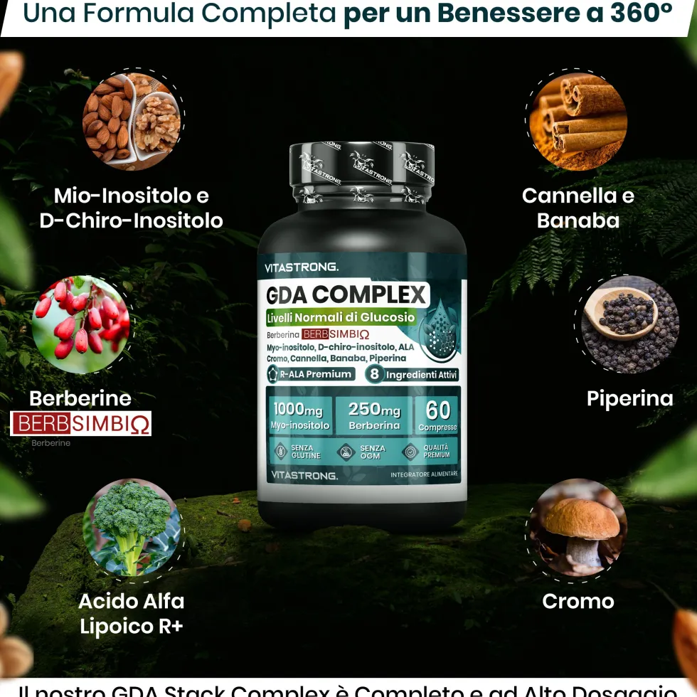 Vitastrong GDA Complesso - 60 Compresse, Supporto per il Glucosio