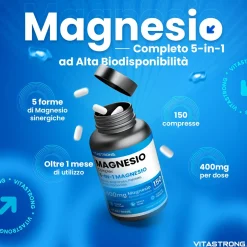 Vitastrong Magnesio 5-in-1 & Collagene + Acido Ialuronico – Pelle e benessere