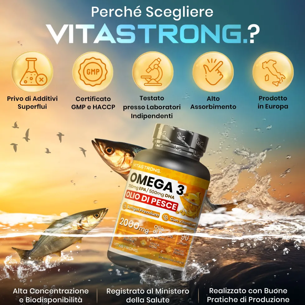 Vitastrong Omega-3 & Complesso Colesterolo – Supporto per cuore e metabolismo